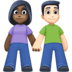 👩🏿‍🤝‍👨🏻 woman and man holding hands: dark skin tone, light skin tone display on Facebook